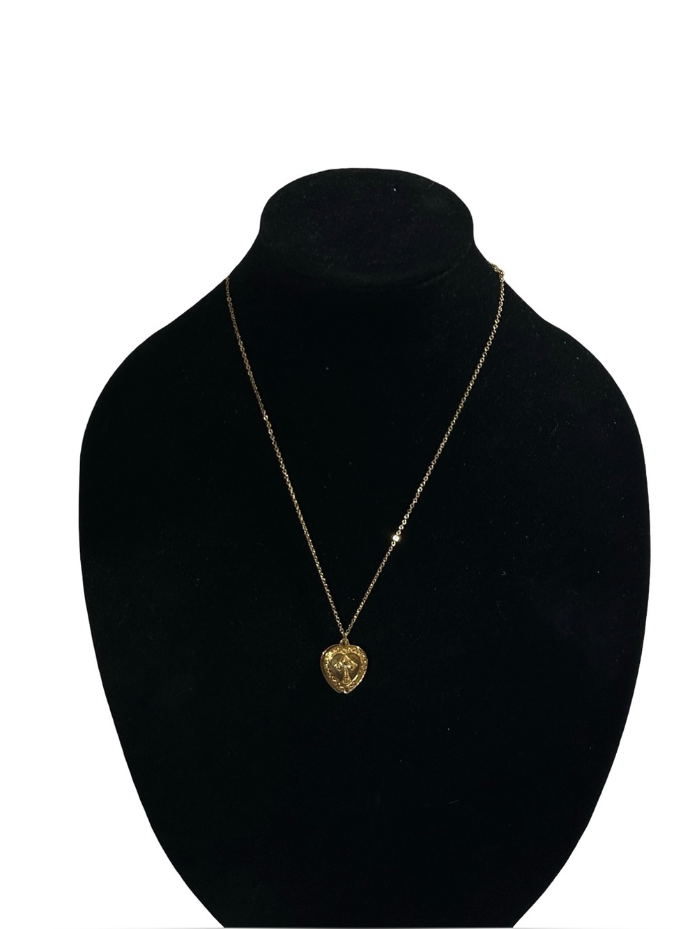 Vtg Avon Gold Tone Cross Heart Locket Necklace Bible Box Love Is Patient 20"
